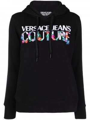 Floral bomull hettegenser Versace Jeans Couture svart