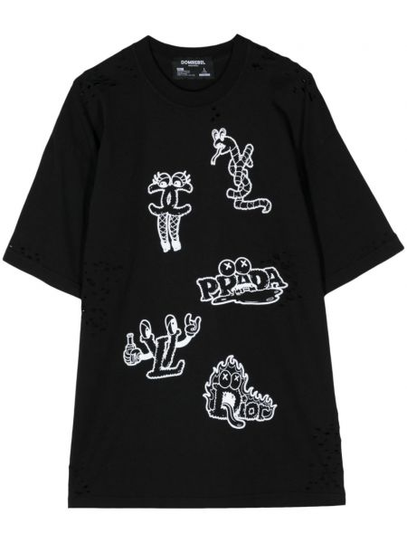 Bavlněné tričko s potiskem Domrebel černé