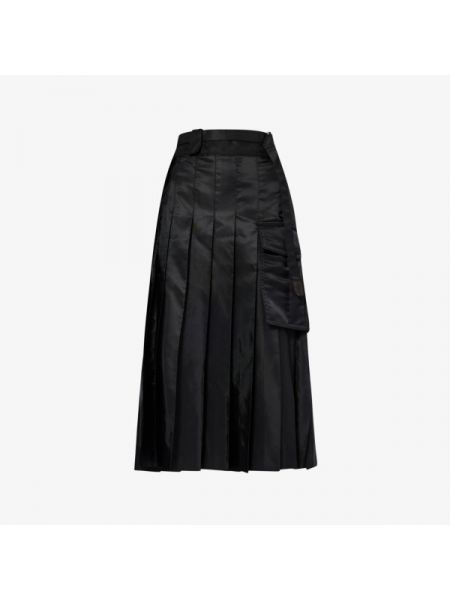 Тканая юбка миди со складками и расклешенным подолом Sacai черный