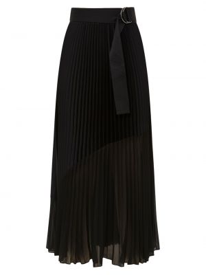 Плиссированная юбка миди Anya с D-образным кольцом Reiss, черный