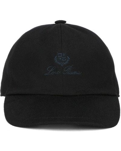 Haftowana czapka z daszkiem Loro Piana czarna
