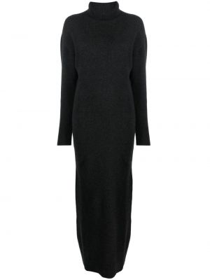 Pletené kašmírové vlněné dlouhé šaty Ami Paris šedé