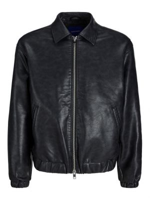 Priliehavá kožená bunda z ekologickej kože Jack&jones čierna