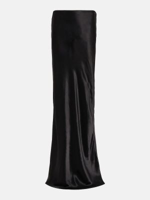 Saténové dlouhá sukně Ann Demeulemeester černé