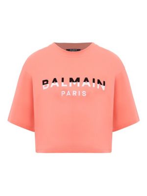 Хлопковая футболка Balmain розовая