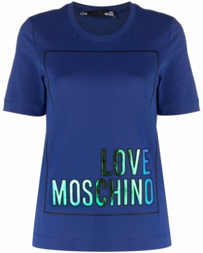 Trykt bomull t-skjorte Love Moschino blå