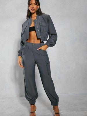 Индивидуальные брюки-карго с несколькими карманами и манжетами MISSPAP серый