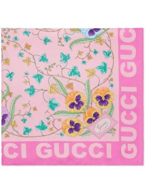 Kvetinový hodvábny šál s potlačou Gucci