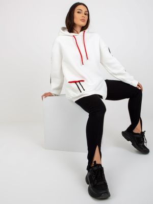 Svītrainas kapučdžemperis Fashionhunters balts