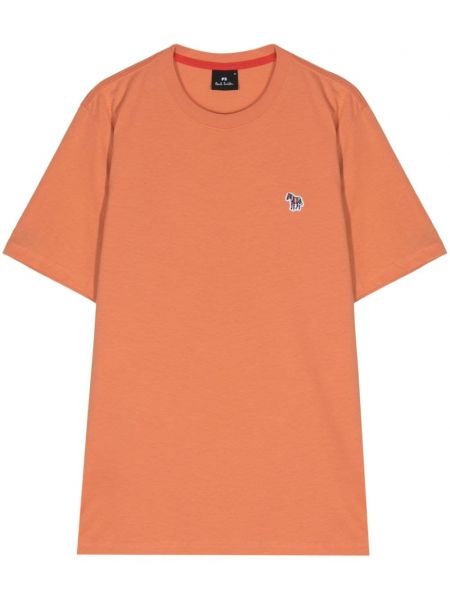 Bavlněné tričko se zebřím vzorem Ps Paul Smith oranžové