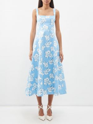 Платье миди shilow из тафты с цветочным принтом Emilia Wickstead синий