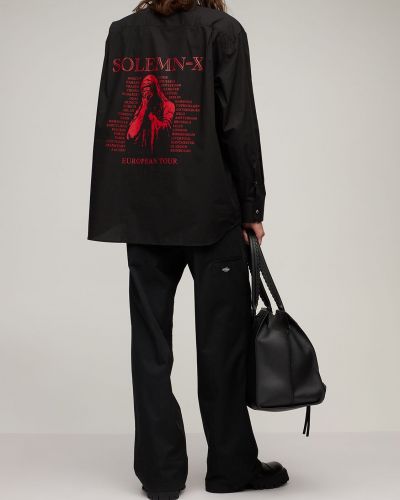 Oversized bavlněná košile s potiskem Raf Simons černá