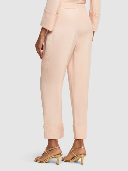 Плисирани копринени панталон с висока талия Giorgio Armani розово