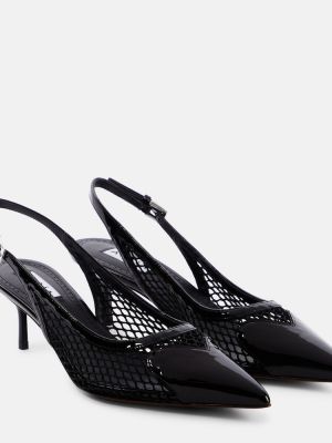 Pantofi cu toc din piele de lac slingback Alaã¯a negru