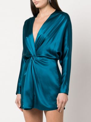 Jedwabna sukienka koktajlowa Michelle Mason niebieska