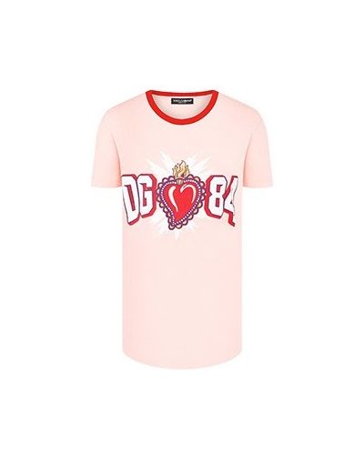 Хлопковая футболка Dolce&gabbana, розовая