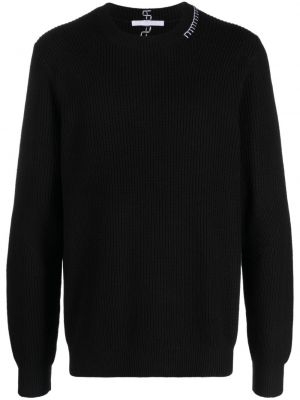 Пуловер бродиран с кръгло деколте Helmut Lang черно