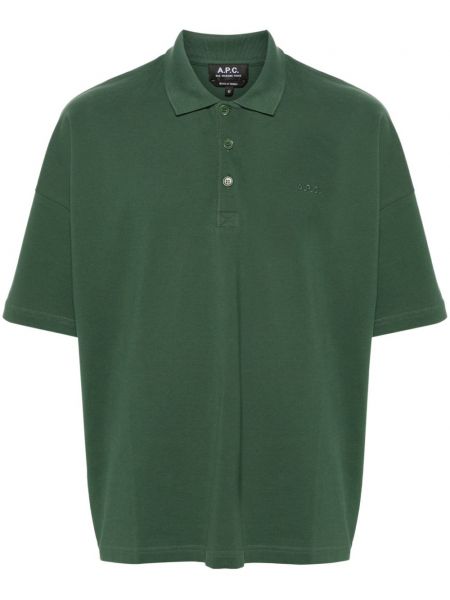 Памучна поло тениска бродирана A.p.c. зелено