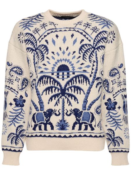 Памучен пуловер Alanui бяло