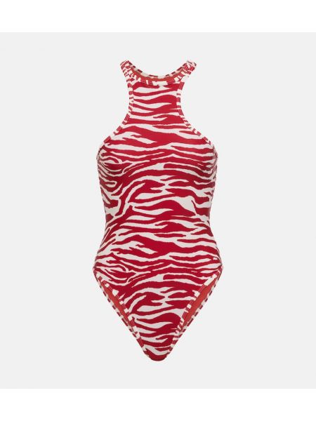 Costum de baie cu imagine cu model zebră The Attico roșu