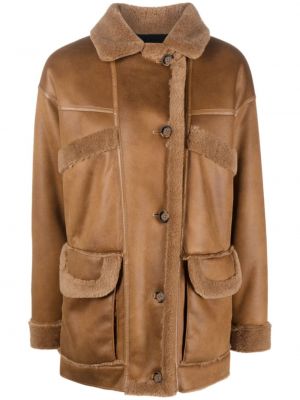 Péřový kabát s knoflíky Urbancode hnědý