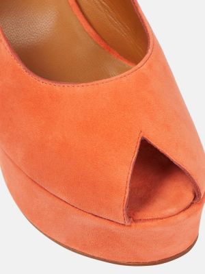 Sandale od brušene kože s platformom Clergerie narančasta