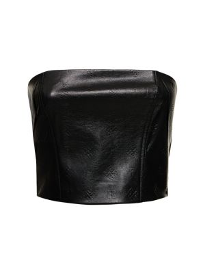 Кожаный кроп топ от изкуствена кожа Rotate черно