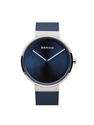 Классические часы с сеткой из нержавеющей стали Bering синие