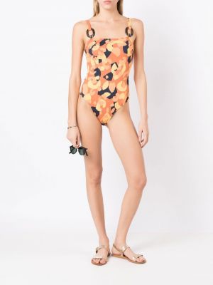 Abstrakter badeanzug mit print Brigitte orange