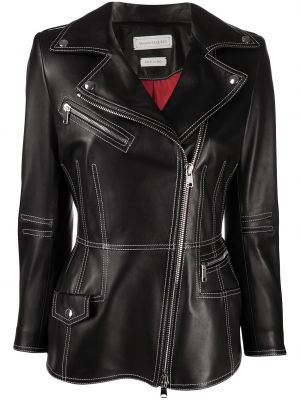 Chaqueta de cuero Alexander Mcqueen negro