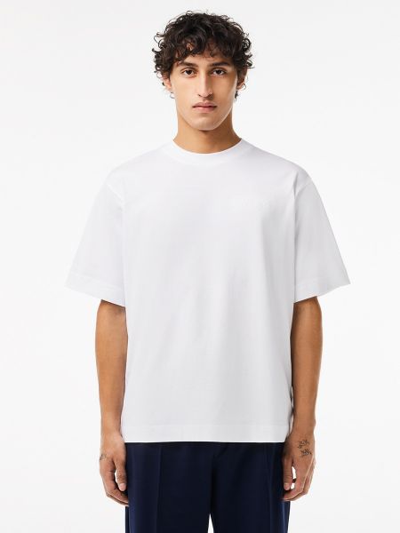 Camiseta con bordado de algodón bootcut Lacoste blanco
