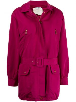 Abrigo con capucha Chanel Pre-owned rosa