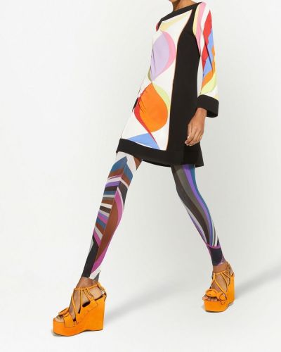 Przezroczyste legginsy z nadrukiem w abstrakcyjne wzory Pucci fioletowe