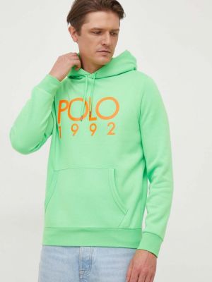 Bluza z kapturem z nadrukiem Polo Ralph Lauren zielona