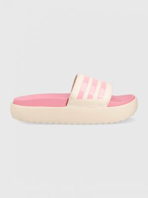 Pantofle na platformě Adidas růžové