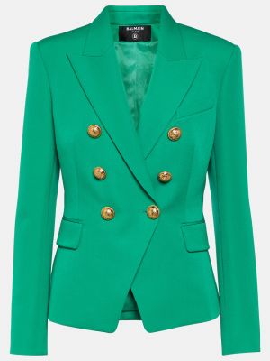 Шерстяной пиджак Balmain зеленый