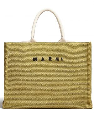 Τσάντα shopper με κέντημα Marni πράσινο