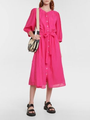Aksamitna jedwabna sukienka midi bawełniana Velvet różowa