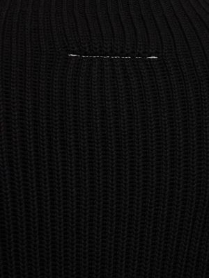 Bombažni obrabljen pulover Mm6 Maison Margiela črna