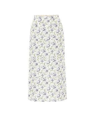 Květinové bavlněné retro midi sukně Brock Collection - nachový