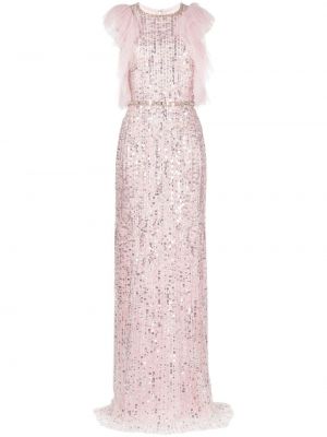 Sukienka koktajlowa z kryształkami Jenny Packham różowa