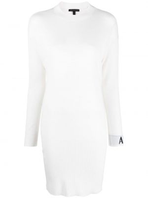 Dzianinowa sukienka midi wełniana Armani Exchange biała