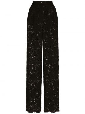 Pantaloni cu model floral din dantelă Dolce & Gabbana negru