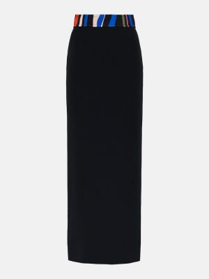 Falda larga de crepé Pucci negro