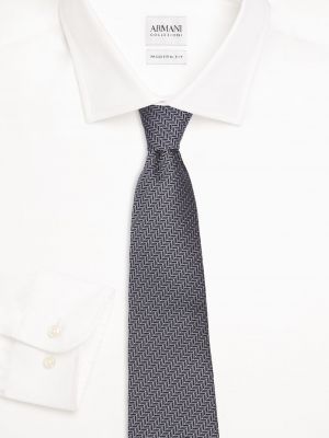 Жаккардовый шелковый галстук Emporio Armani серый