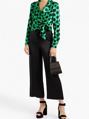 Блузка в горошек Diane Von Furstenberg зеленая