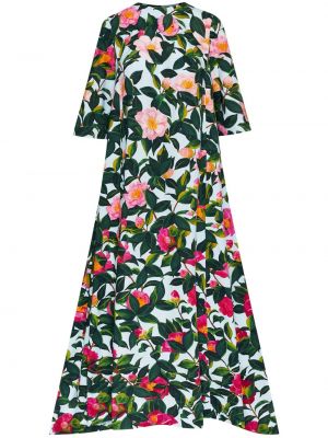 Květinové bavlněné šaty s potiskem Oscar De La Renta růžové