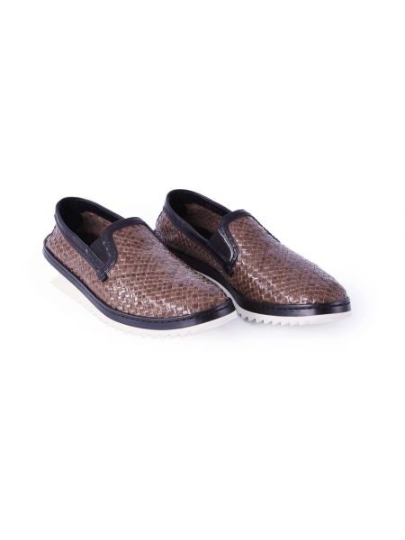 Loafers de cuero con trenzado Dolce & Gabbana marrón