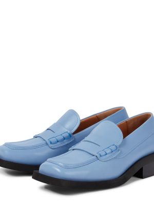 Kožené loafersy Ganni modrá