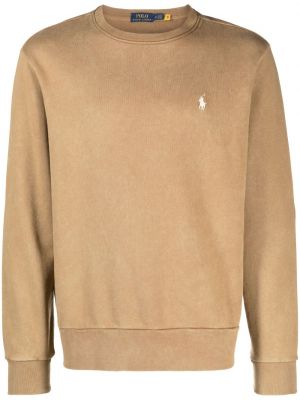 Памучен пуловер бродиран Polo Ralph Lauren кафяво